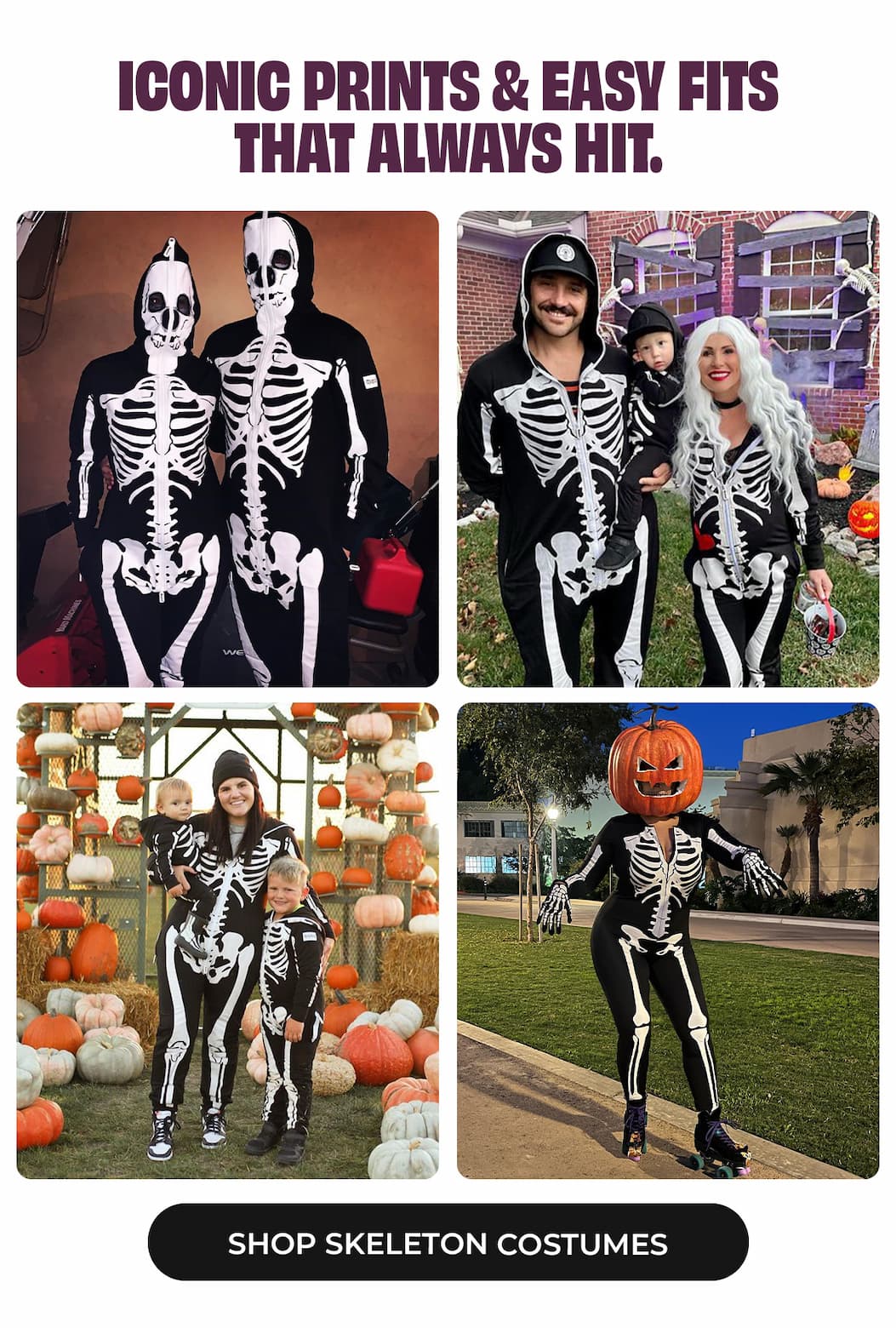 Classic Skeleton Costumes - iconic prints & easy fits that always hit!