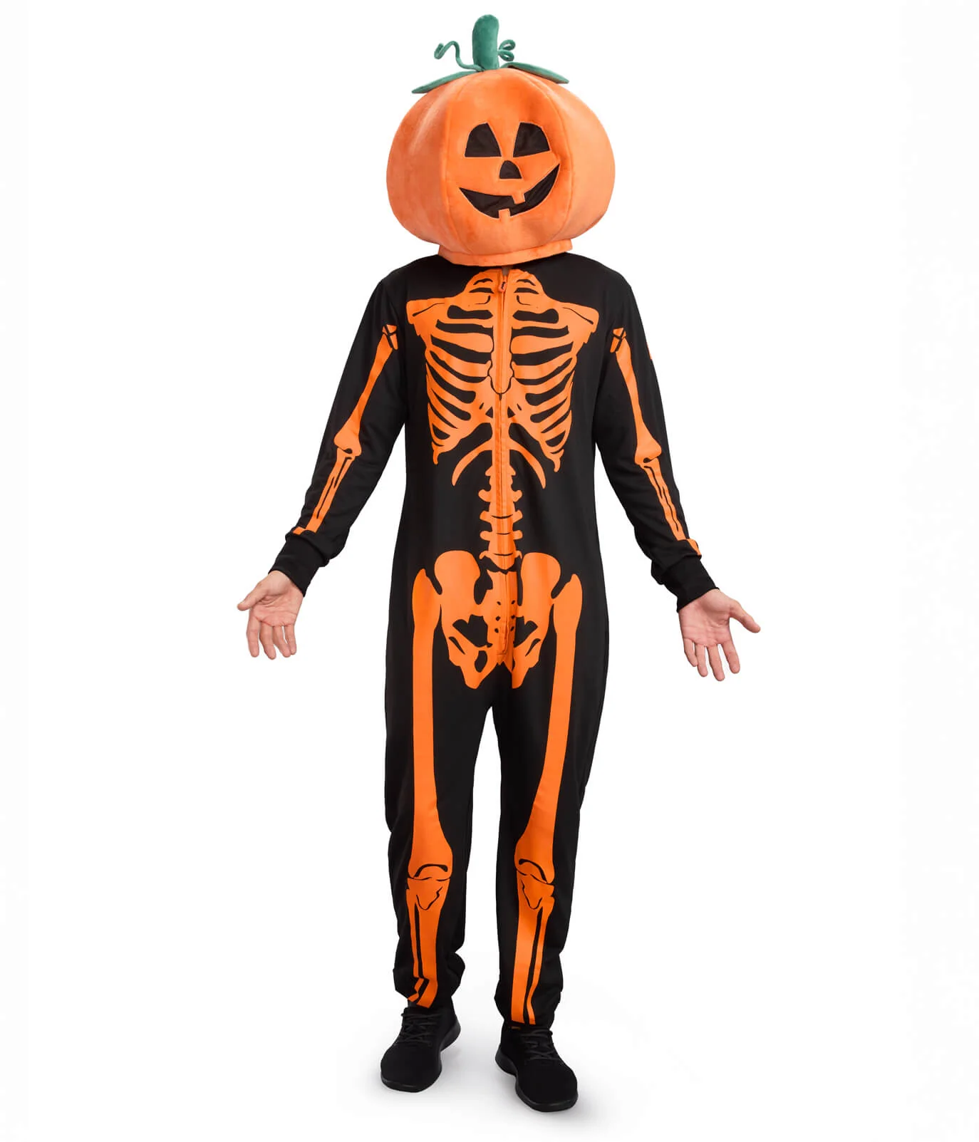Image of Men's Pumpkin Head Skeleton Costume