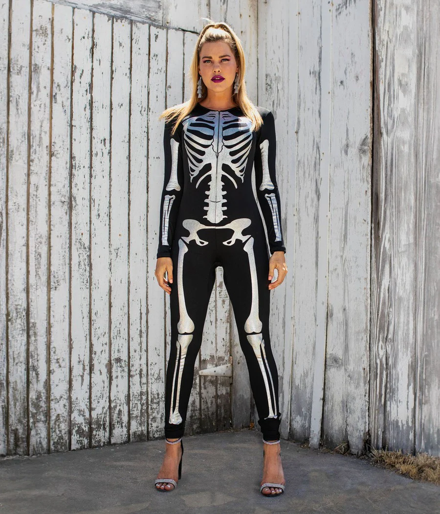 Image of Shimmer Skeleton Bodysuit Costume
