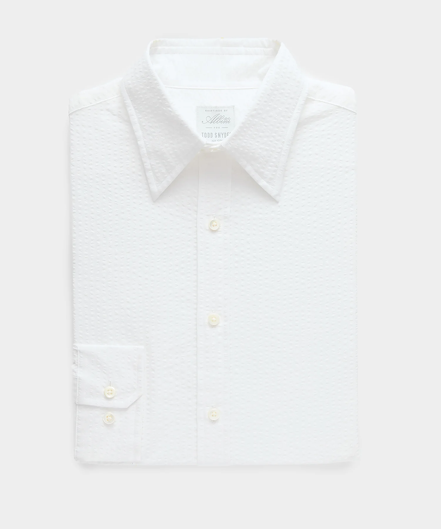 Image of Seersucker Long Point Collar Dress Shirt