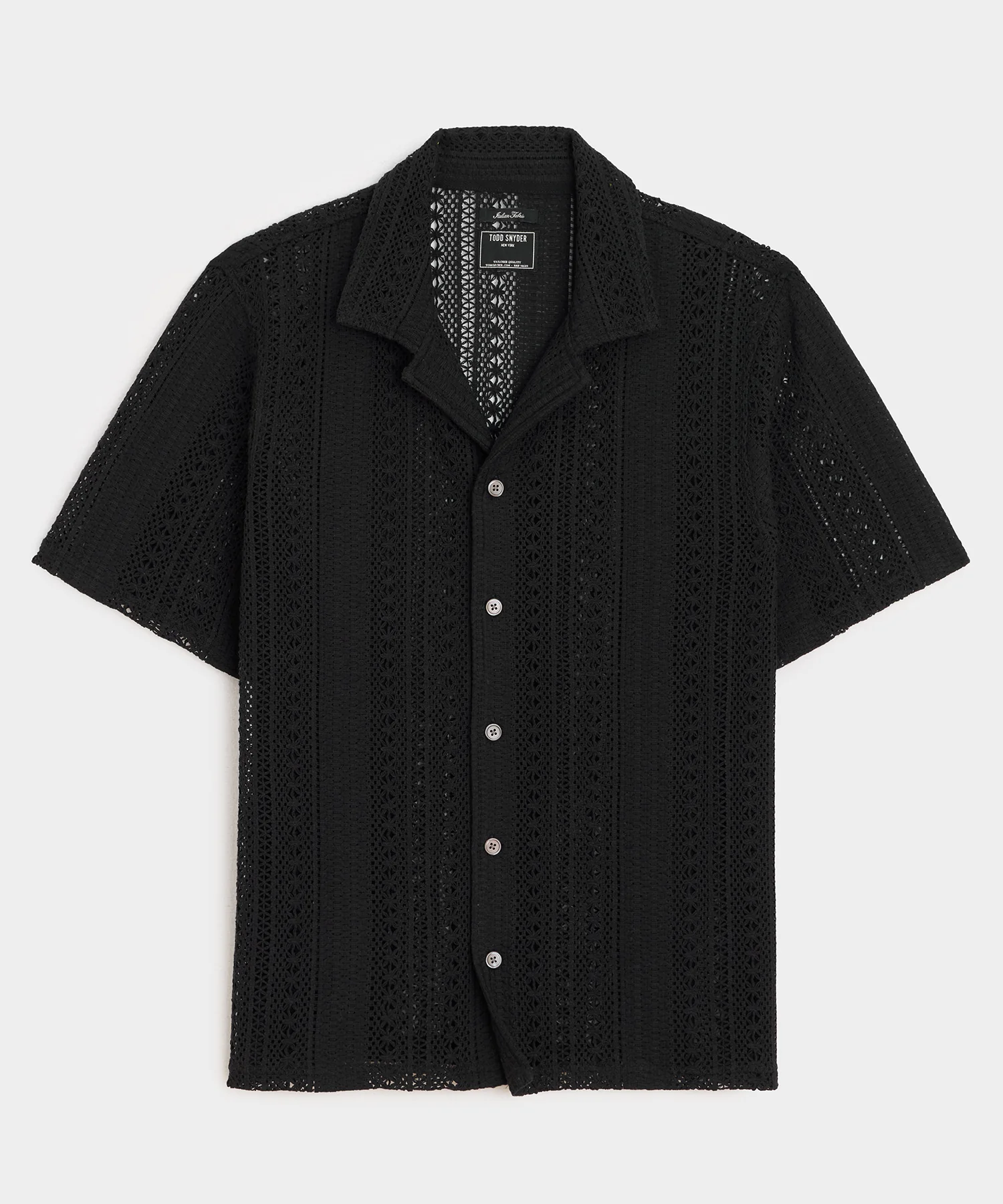 Image of Relaxed Open-Knit Embroidered Cabana Polo