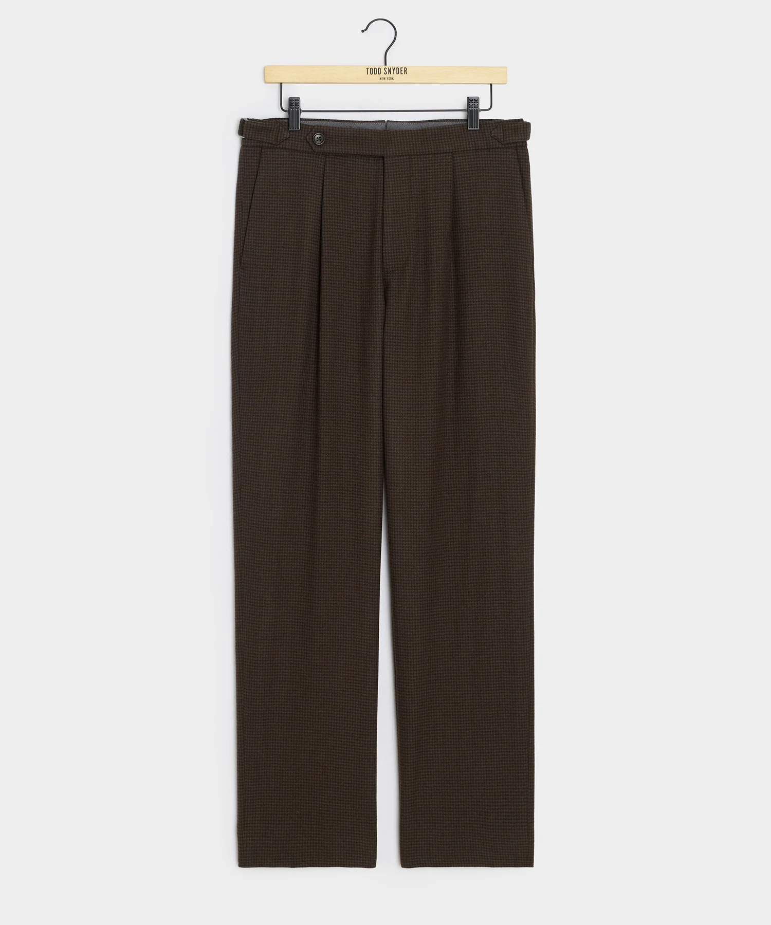 Image of Italian Flannel Houndstooth Side Tab Trouser