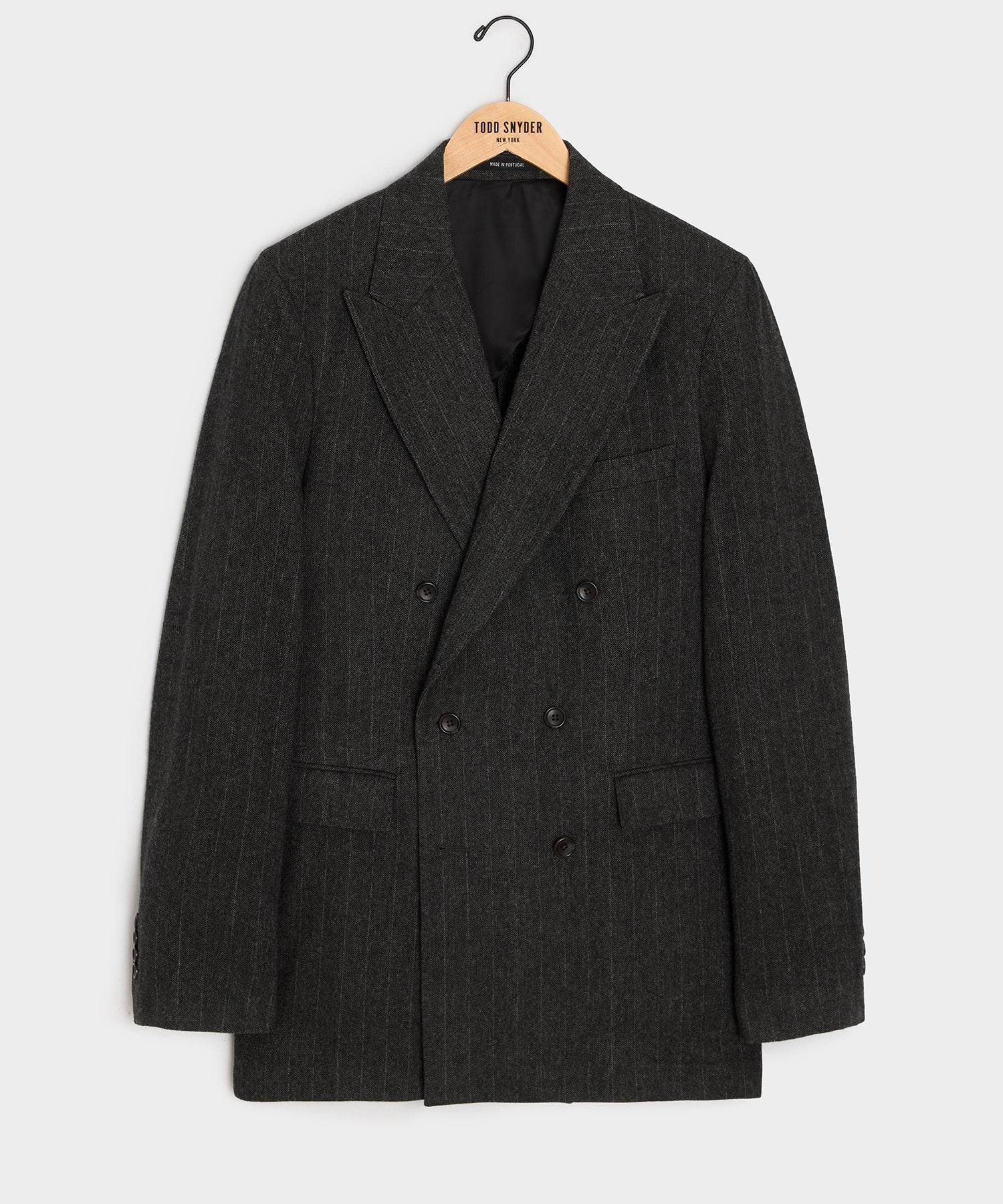 Image of Italian Flannel Pinstripe Double-Breasted Jacket