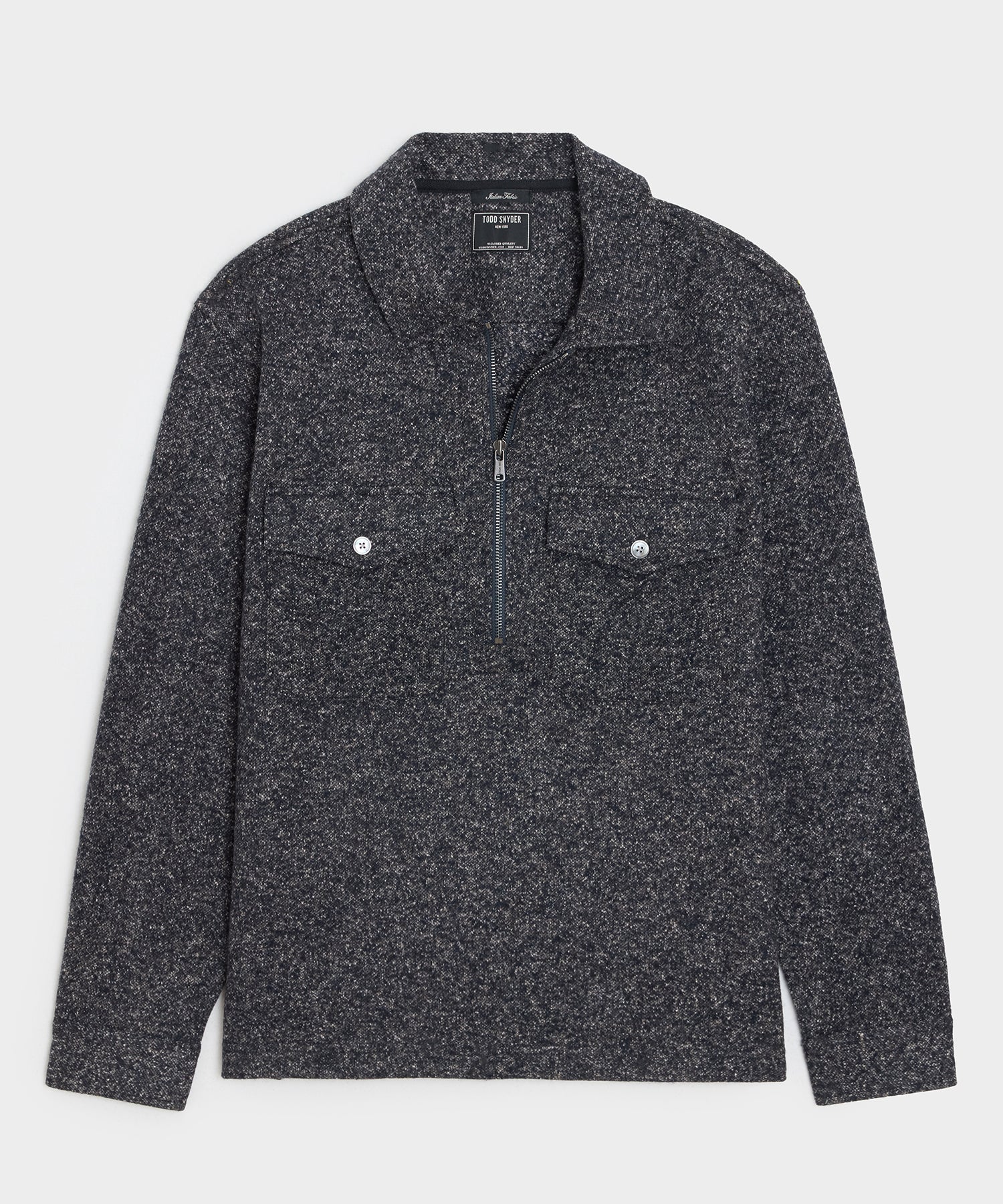 Image of Relaxed Wool-Silk Quarter-Zip Polo