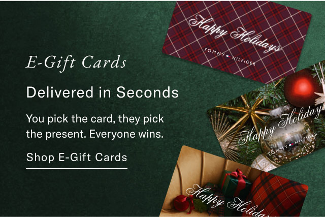 E-gift cards                                            Delivered in seconds                                            You pick the card, they pick the present. Everyone wins.                                            Shop e-gift cards                                                