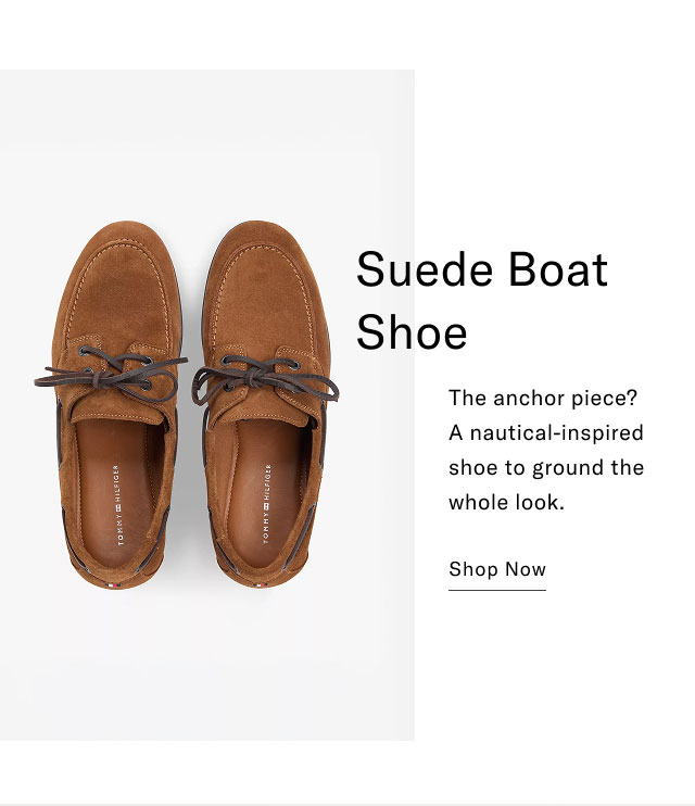 Suede Boat Shoe The anchor piece? A nautical-inspired shoe to ground the whole look. Shop Now