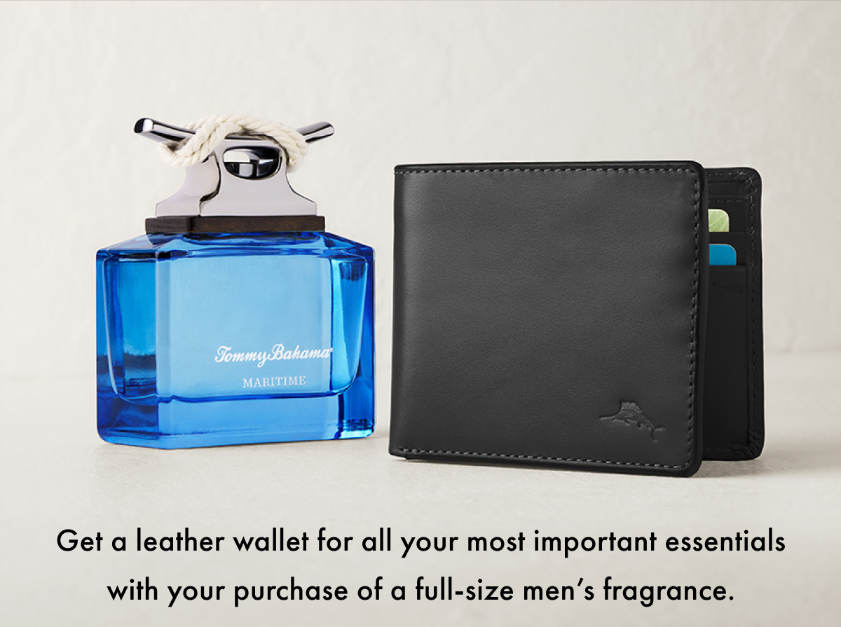 Get a leather wallet for all your most important essentials with your purchase of a full-size men's fragrance. 
