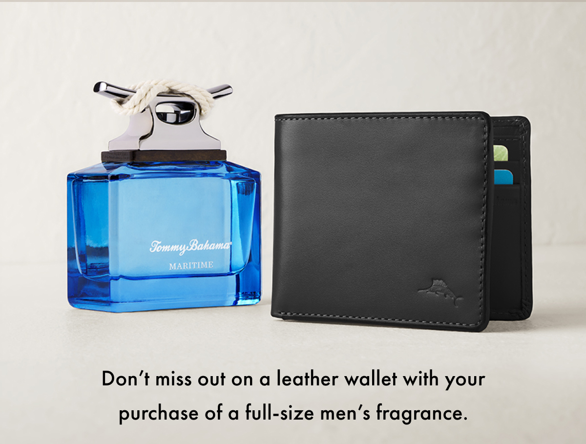 Don't miss out on a leather wallet with your purchase of a full-size men's fragrance.