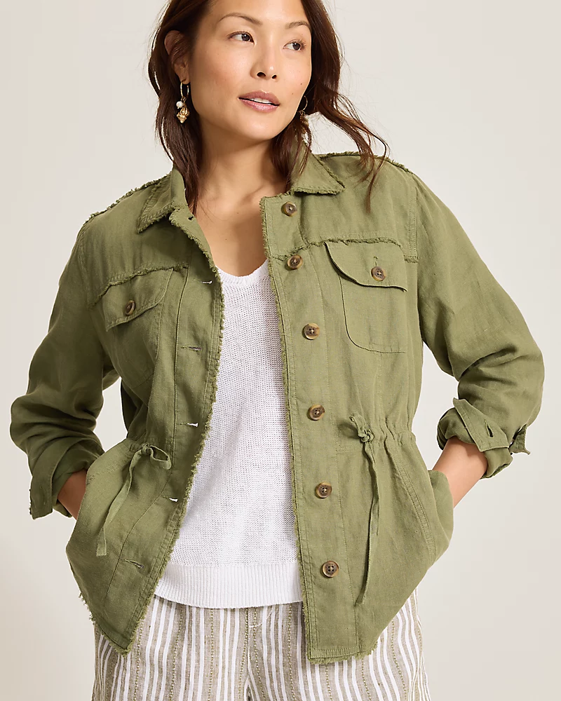 Image of Two Palms Linen Raw-Edge Utility Jacket