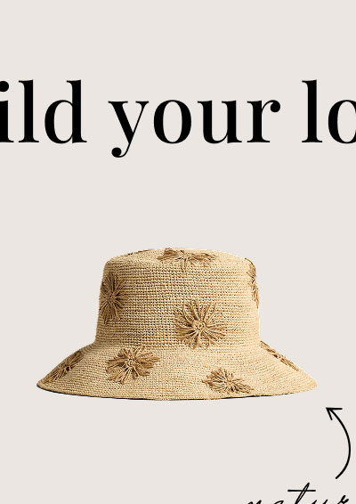 Crochet Raffia Embroidered Flower Bucket Hat