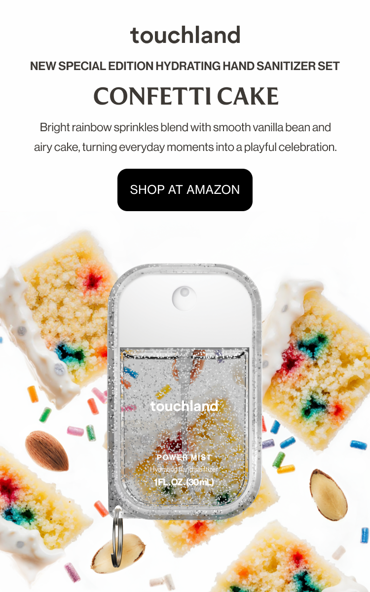 NEW Special Edition Hydrating Hand Sanitizer Set Confetti Cake Bright rainbow sprinkles blend with smooth vanilla bean and airy cake, turning everyday moments into a playful celebration. Shop At Amazon