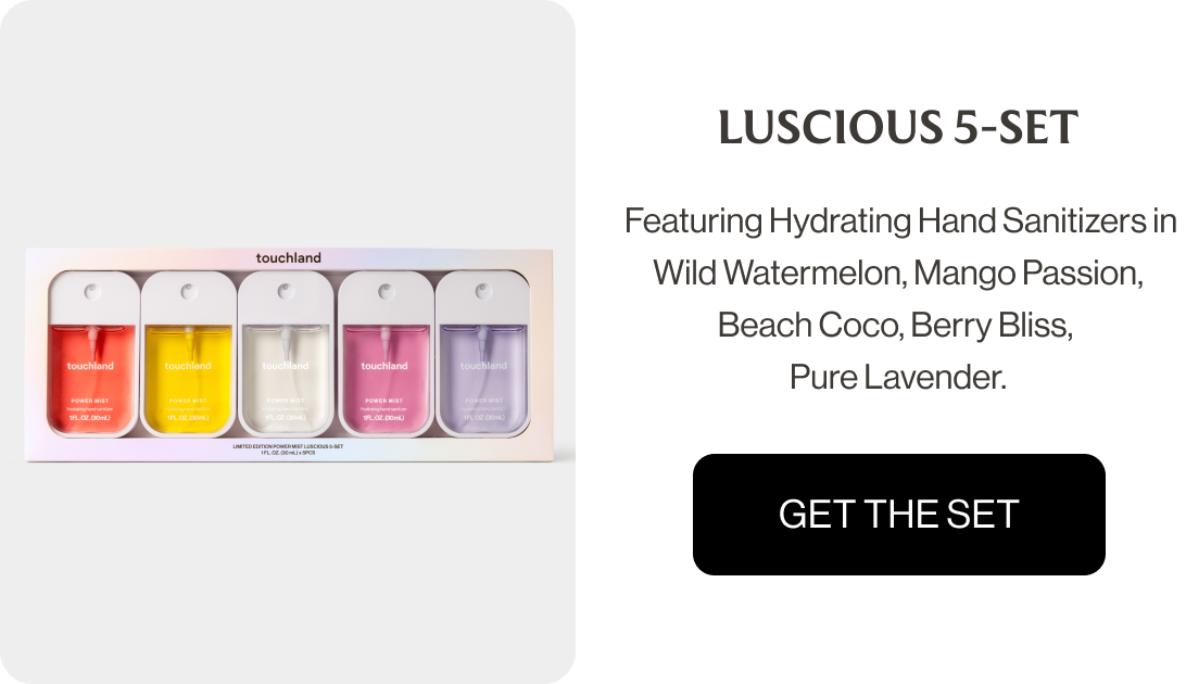 Luscious 5-Set - Featuring Hydrating Hand Sanitizers in Wild Watermelon, Mango Passion, Beach Coco, Berry Bliss,  Pure Lavender. Get The Set