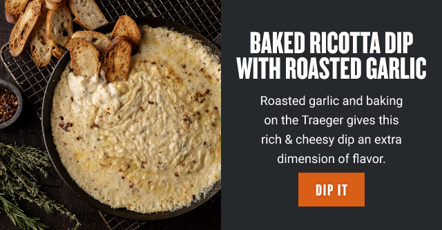 Baked Ricotta Dip with Roasted Garlic 