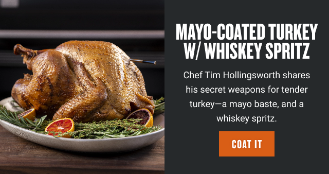 Mayo-Coated Turkey w/ Whiskey Spritz