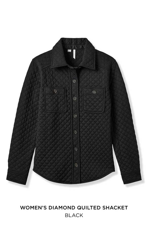 Diamond Quilted Shacket - Black 