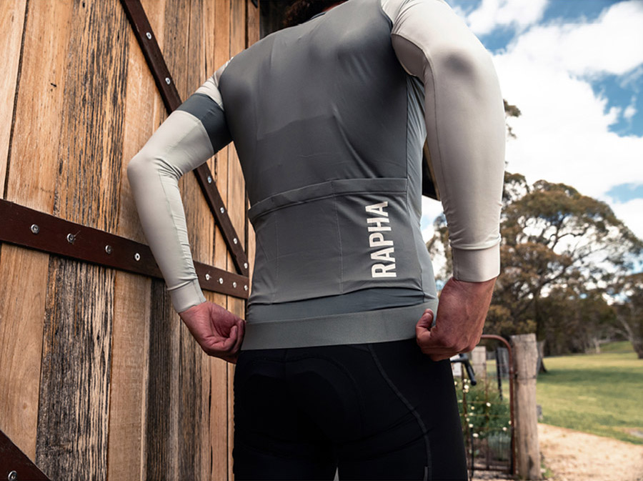 Cyclist wearing Rapha apparel