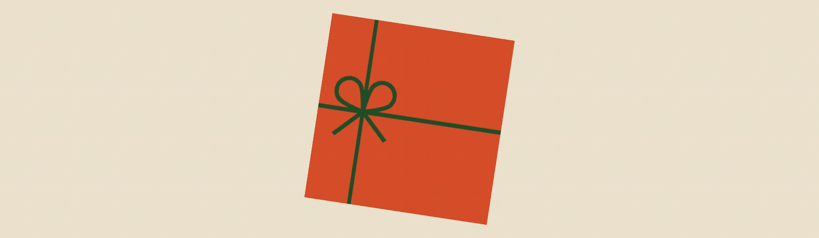 Slideshow of holiday illustrations such as a red holiday hat, white snowflake, green fir tree, and a round red and white striped peppermint