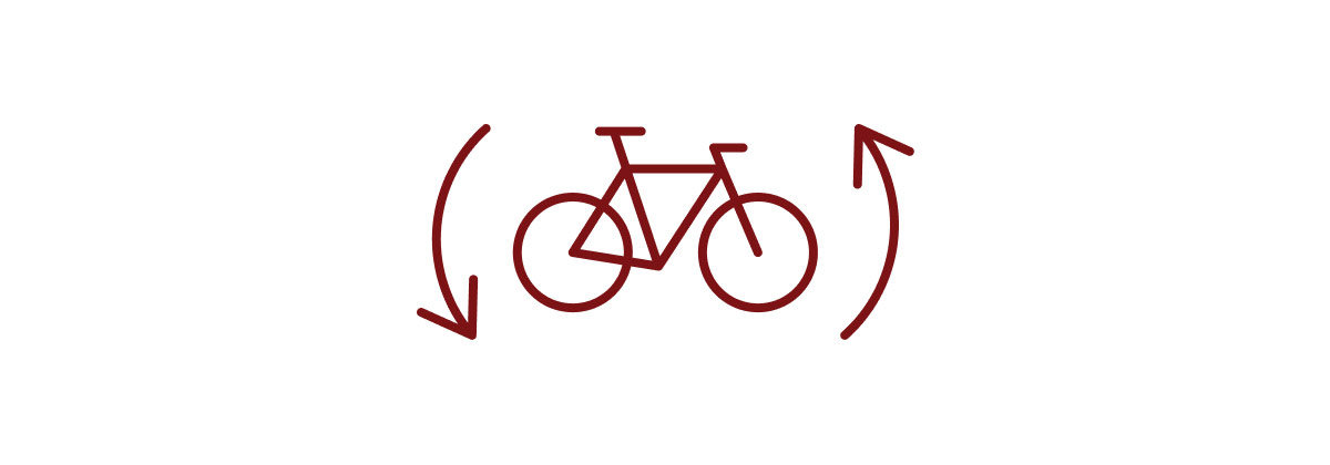 Illustration of bicycle with arrows circling around it