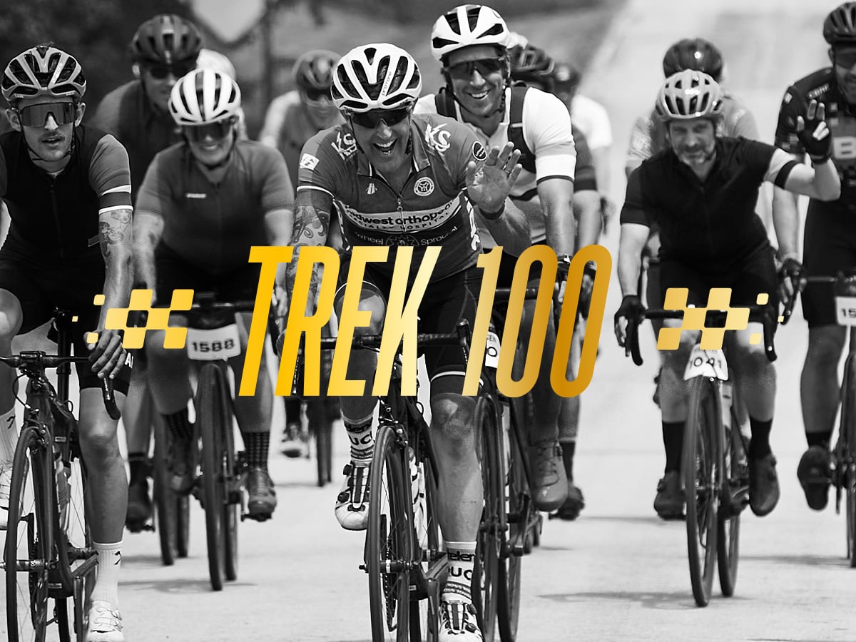 Cyclists riding together, celebrating Trek’s 50th anniversary