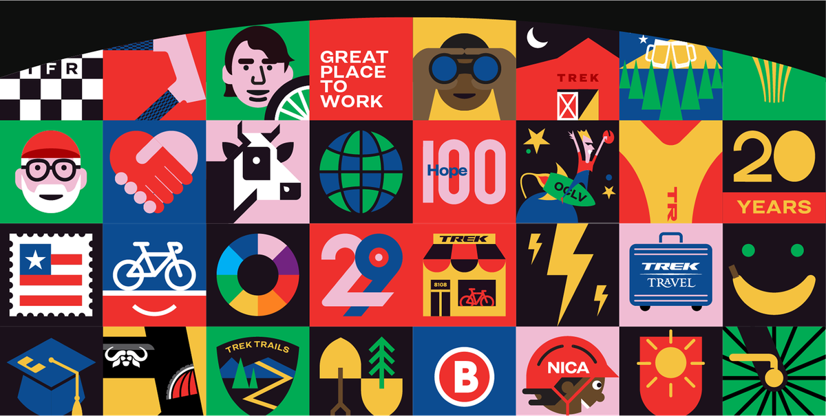 Colorful mosaic of illustrated icons celebrating 50 years of Trek