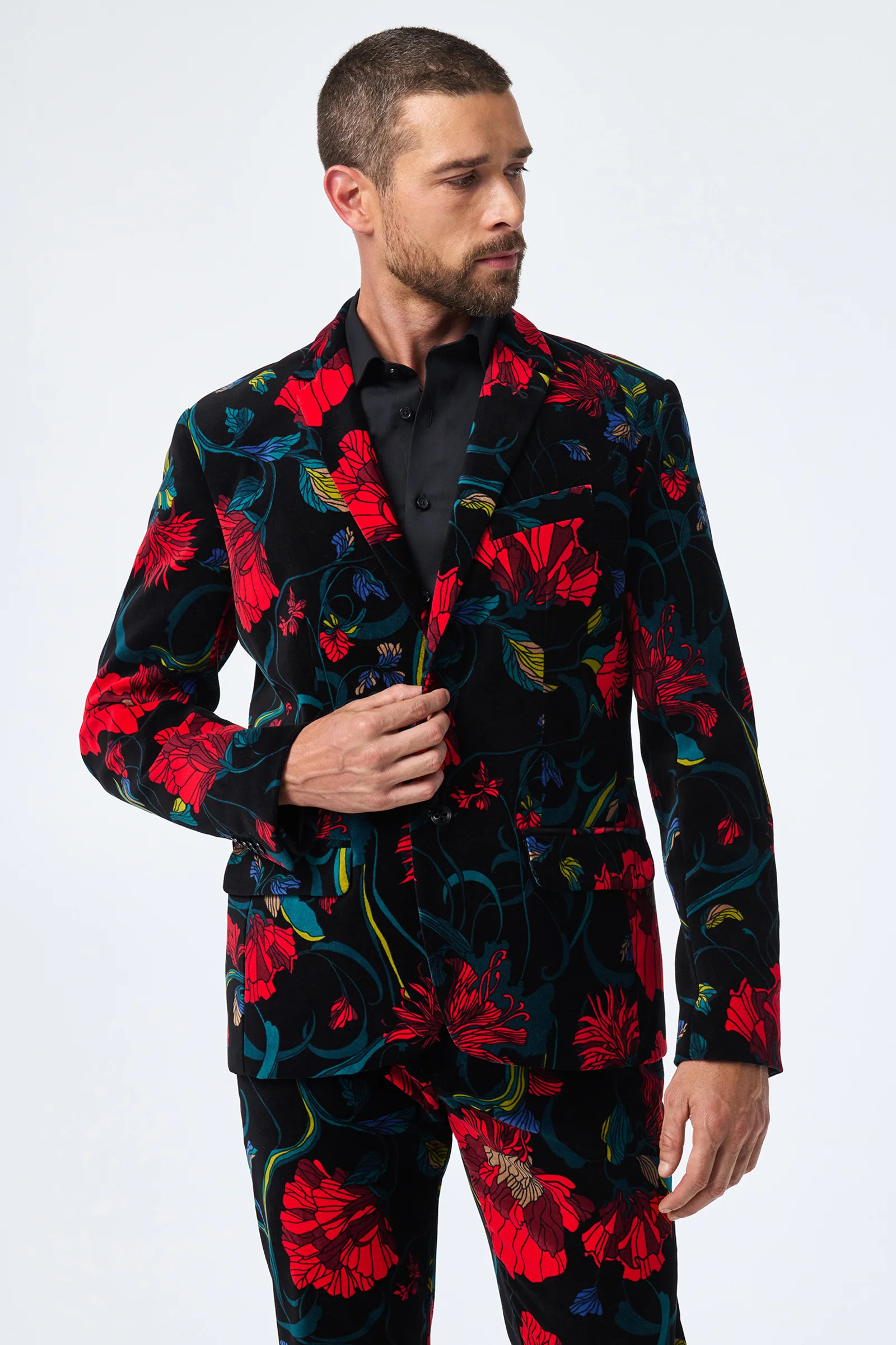 Image of Thurston Printed Velvet Blazer