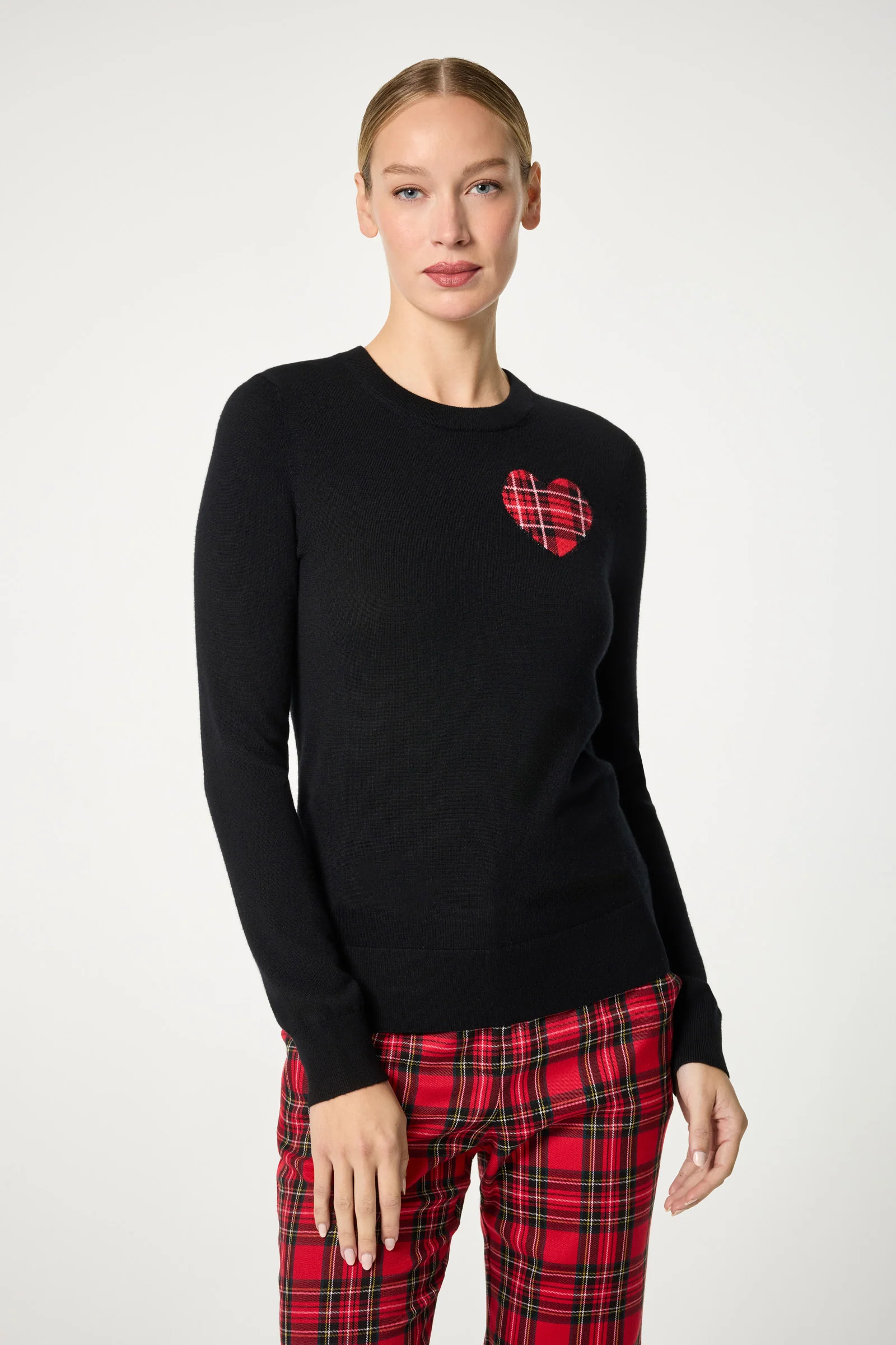 Image of Plaid Heart Crewneck Sweater