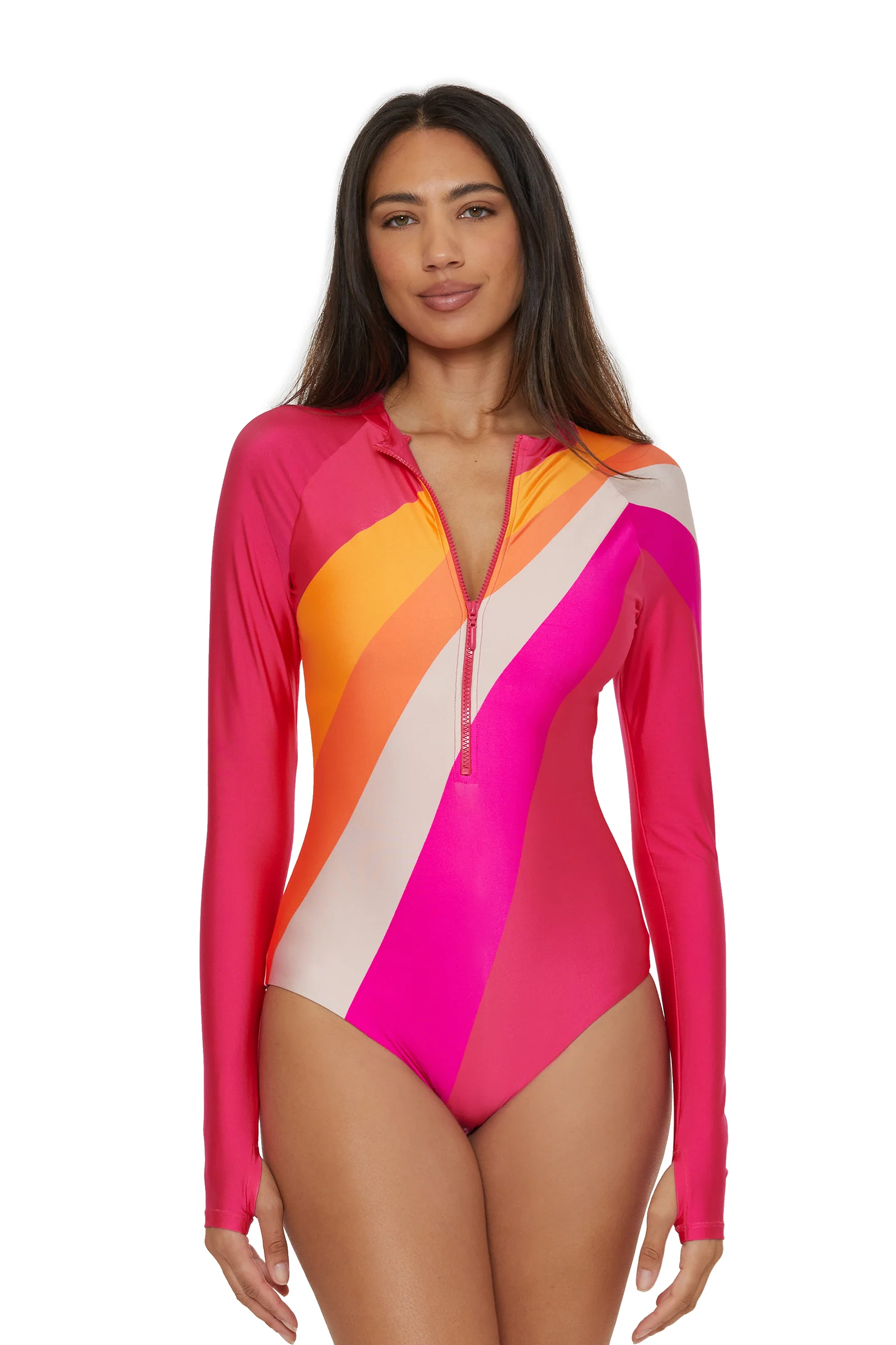 Image of Long-Sleeve Zip-Up Paddlesuit - Sunburst