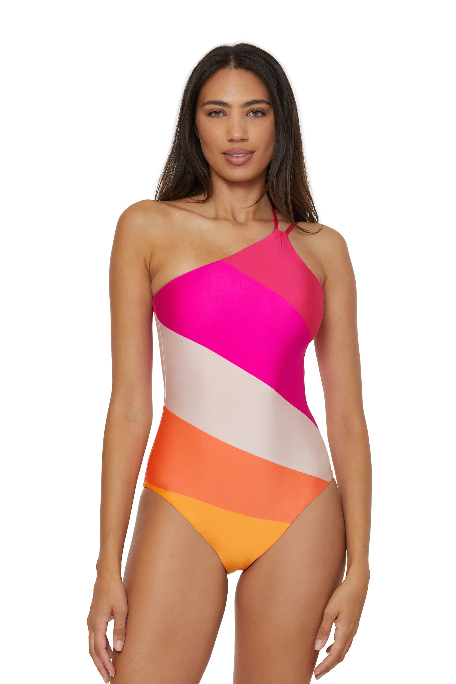 Image of One-Shoulder One-Piece Swimsuit - Sunburst