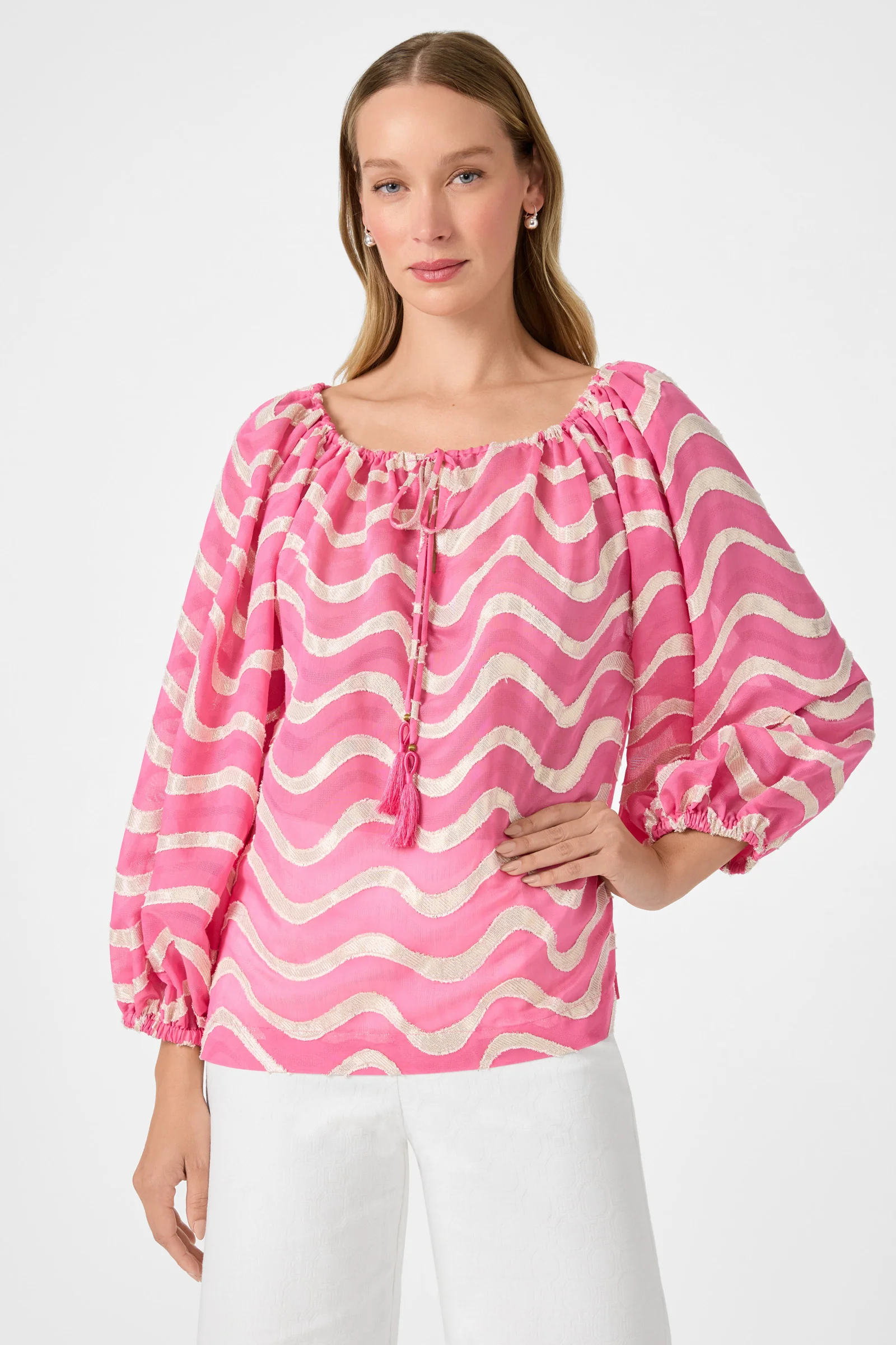 Image of Sandia 2 Blouson Top - Pinku