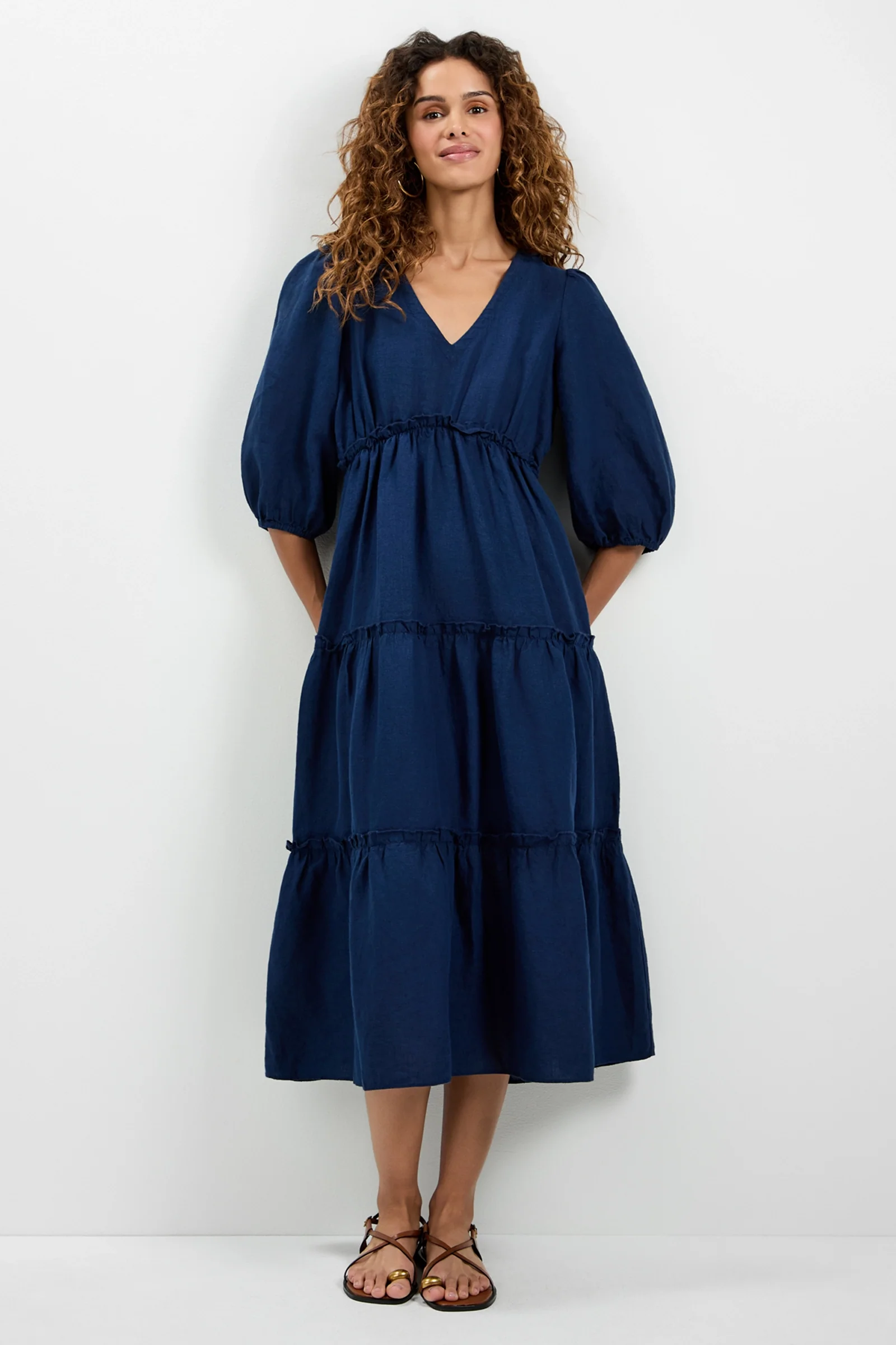Image of Calm Tiered Ruffle Midi Dress