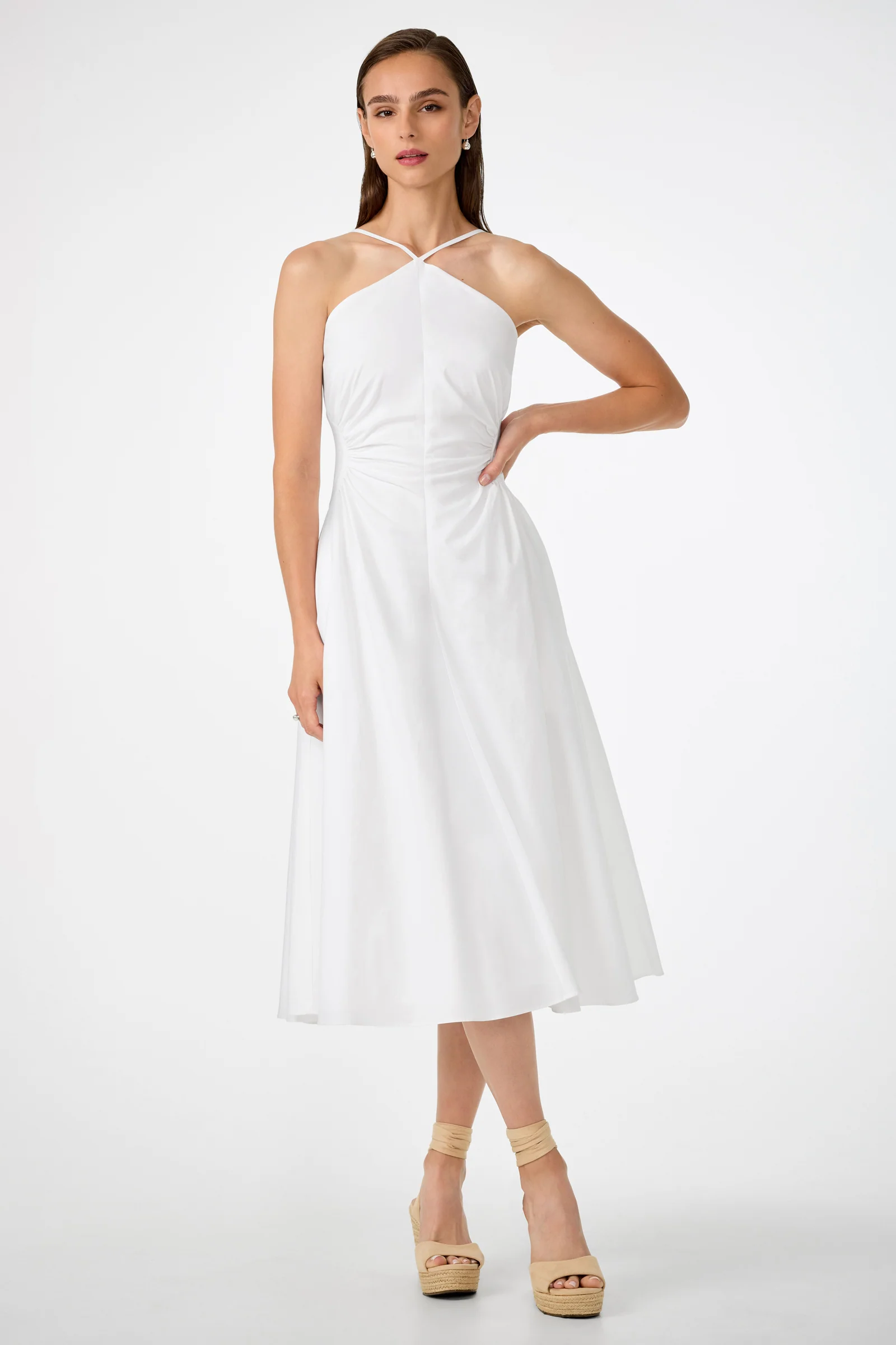 Image of Kata Shirred Waist Midi Dress