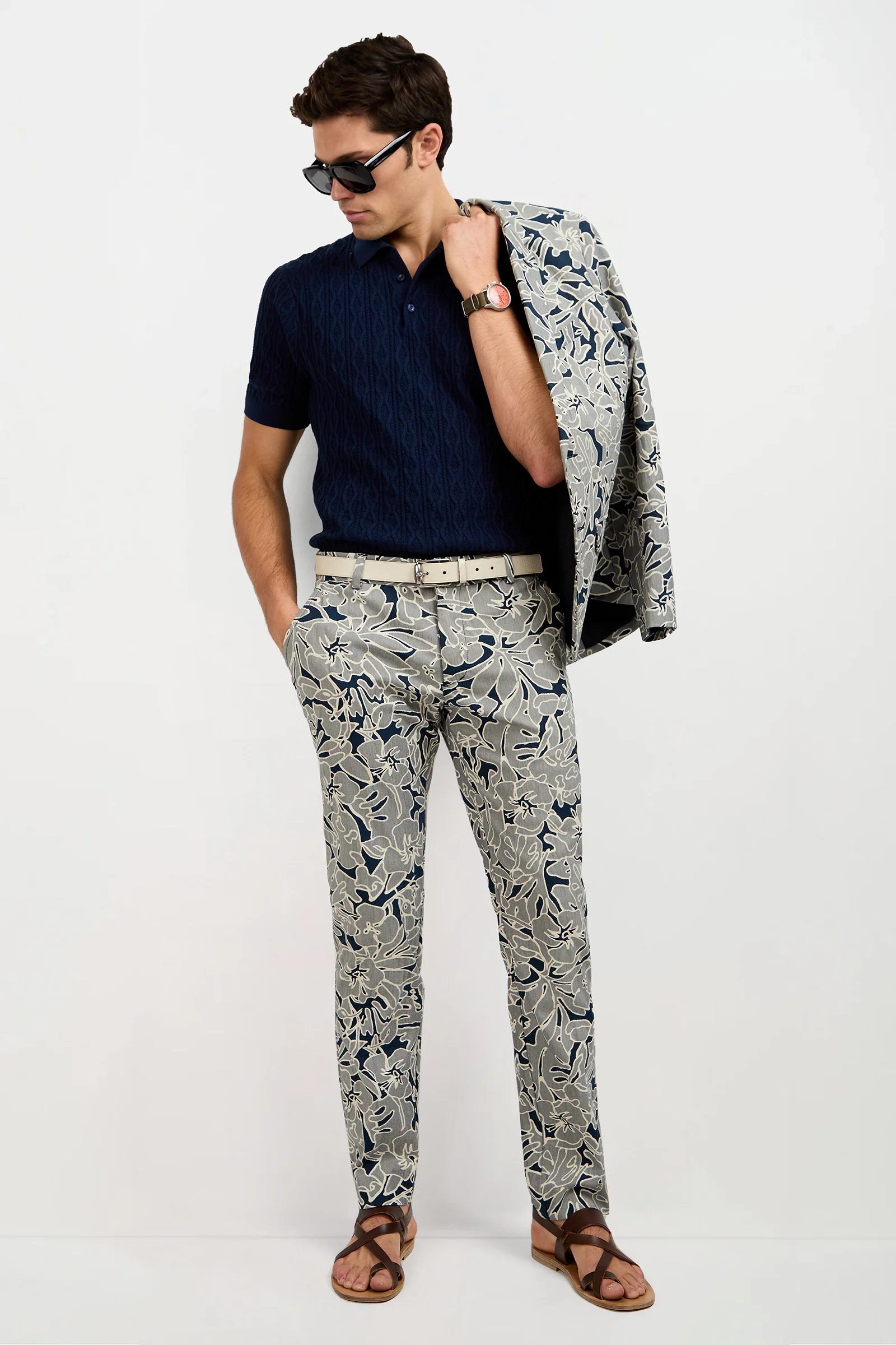 Image of Clyde Slim Trouser - Artsy Floral Jacquard