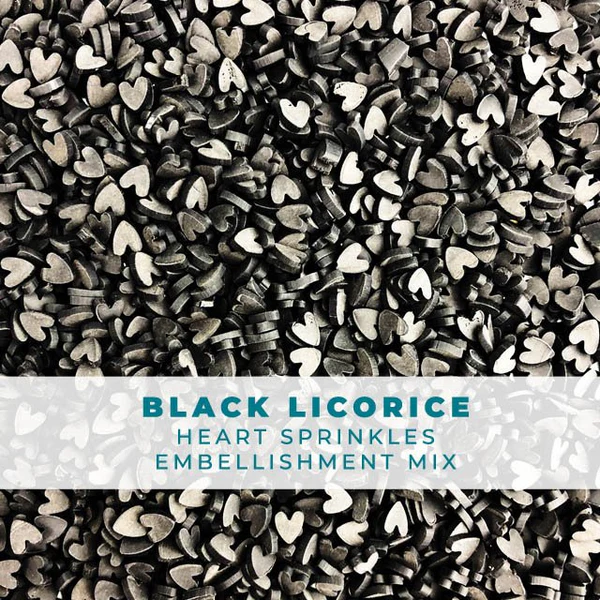 Black Licorice Hearts Clay Embellishments