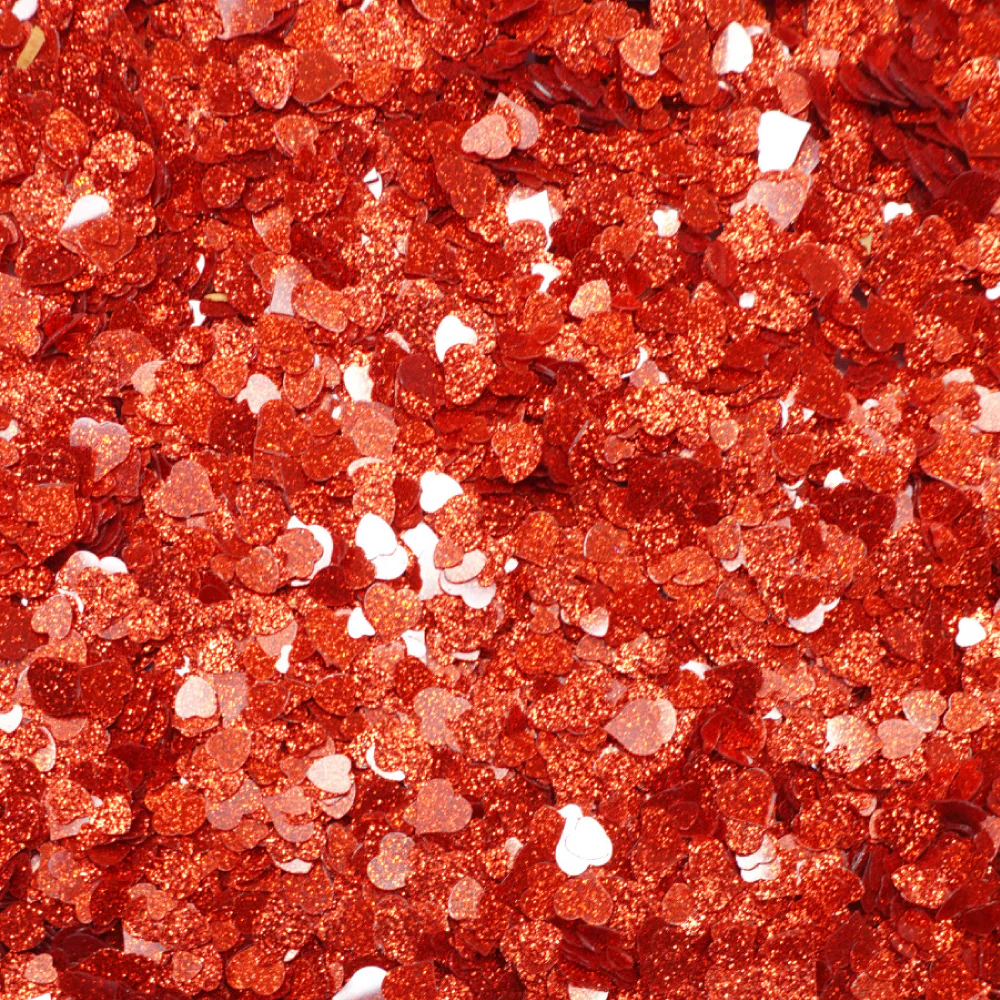 Red Sparkle Hearts Confetti Embellishments