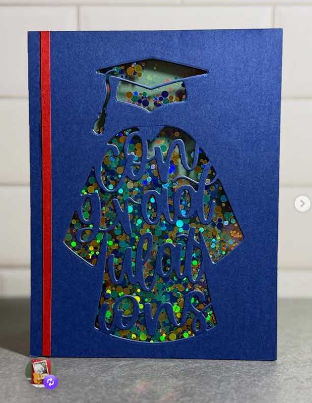 ConGRADulations Die Set featured in blue with a shaker element