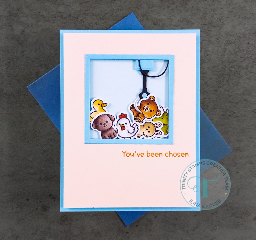 Simple and adorable gashapon card featuring colorful stuffies and a "You've Been Chosen" sentiment