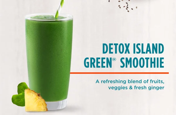 DETOX ISLAND GREEN® SMOOTHIE. A refreshing blend of fruits, veggies & fresh ginger.