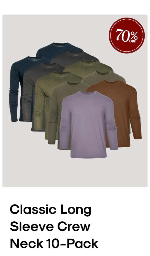 Classic Long Sleeve Crew Neck 10‑Pack
