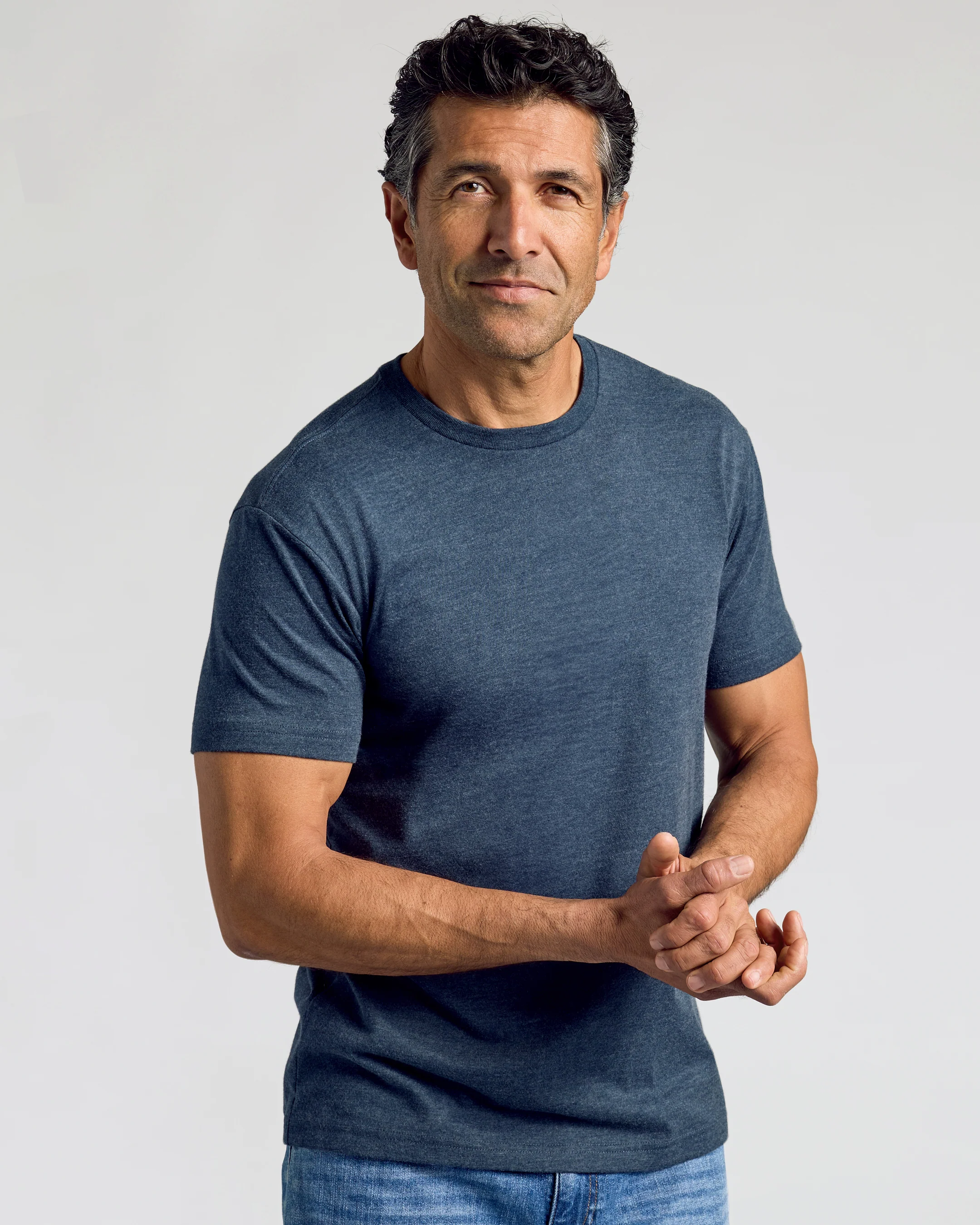 Image of Heather Navy Classic Crew Neck
