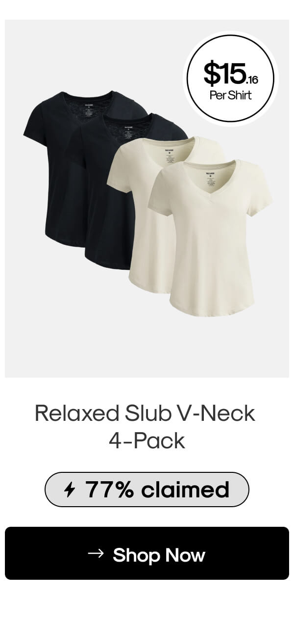 Relaxed Slub V‑Neck 4-Pack