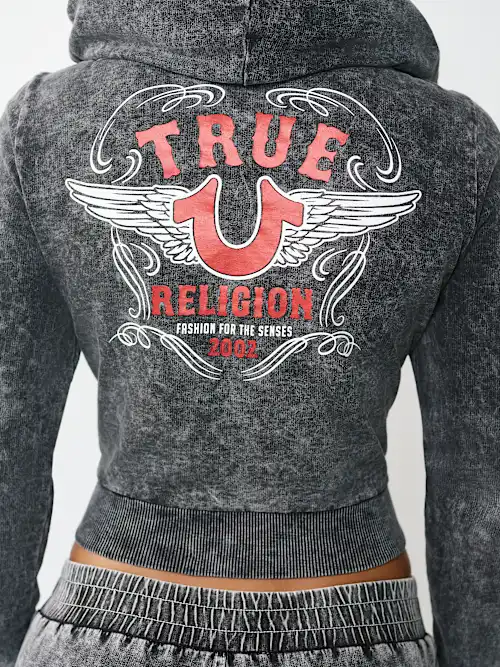 SHOP HORSESHOE WING FAUX DENIM HOODIE