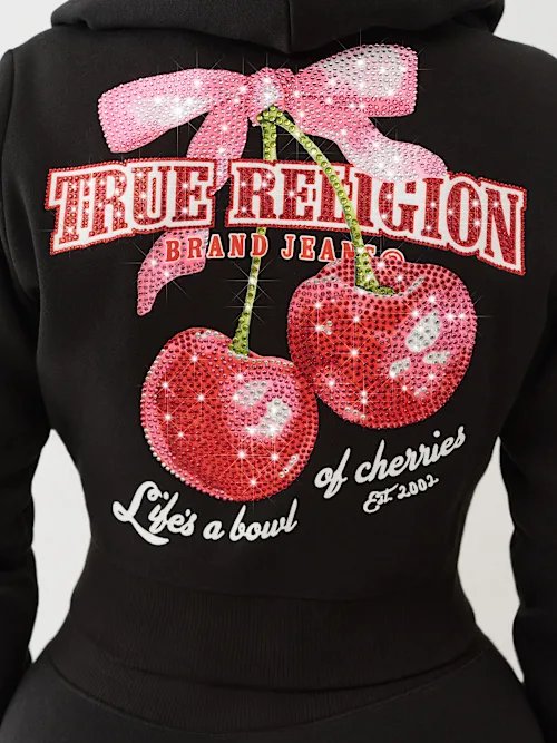 SHOP CHERRY SHRUNKEN ZIP HOODIE