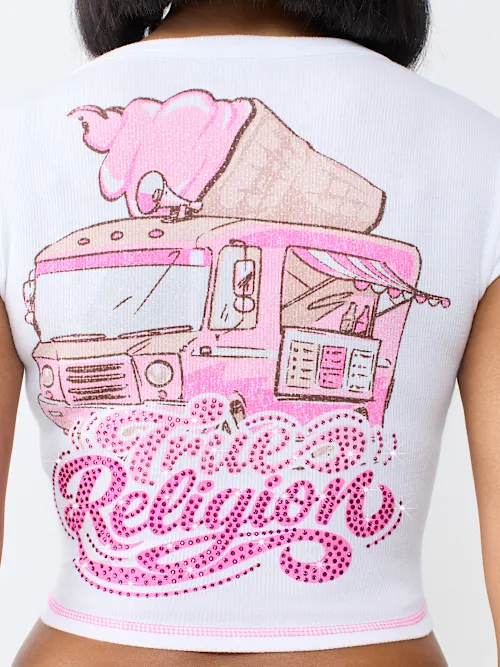SHOP CRYSTAL ICE CREAM RIBBED NOTCH TEE