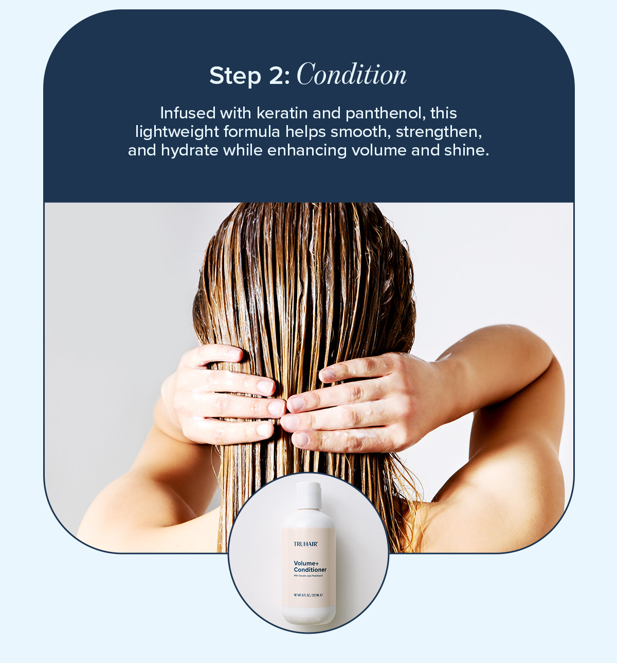 Woman conditioning hair