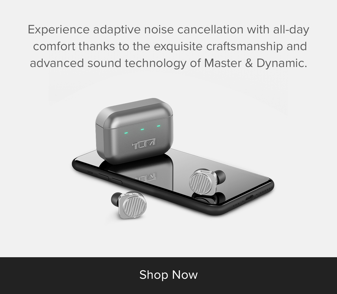 Shop Now: TUMI Sound - Master & Dynamic MW09 Wireless Earphones - Silver 