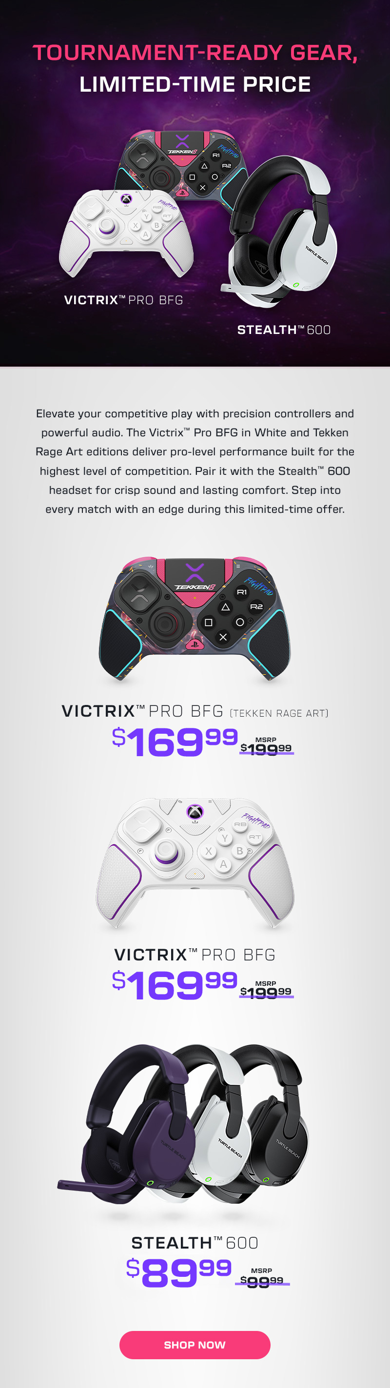 Save big on the Victrix Pro BFG and Stealth 600 headsets