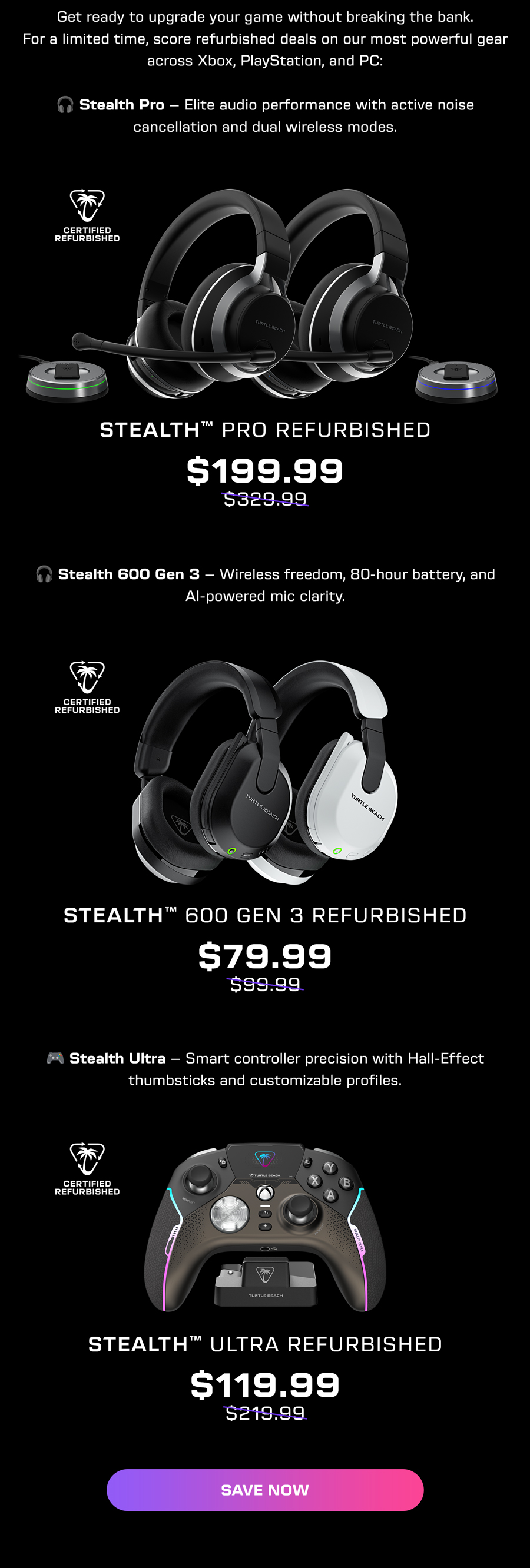 September Refurb Sale on Premium Stealth Gear