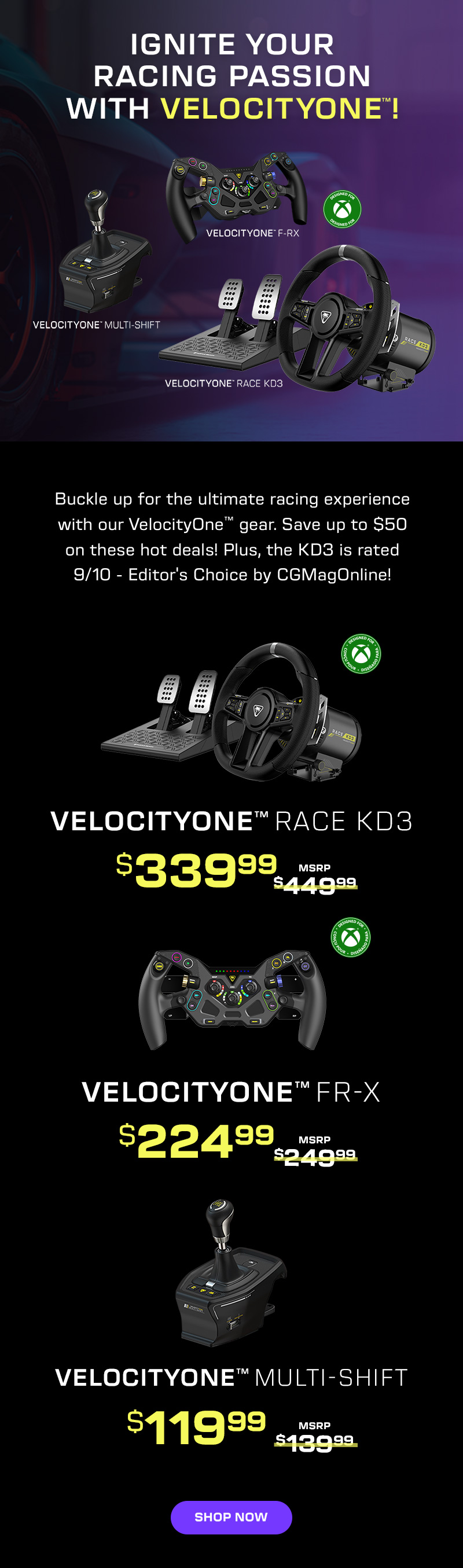 Turbocharged Deals on VelocityOne Racing Gear!