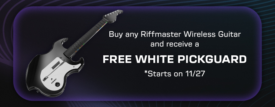 Buy any Riffmaster Wireless Guitar and receive a free White Pickguard