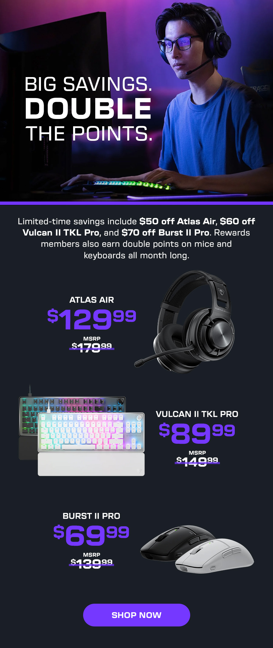 Save big on Atlas Air, Vulcan II TKL Pro, and Burst II Pro